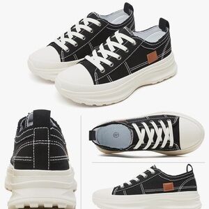 BENPAO Women White Platform Sneakers Canvas Platform size 9/eu40